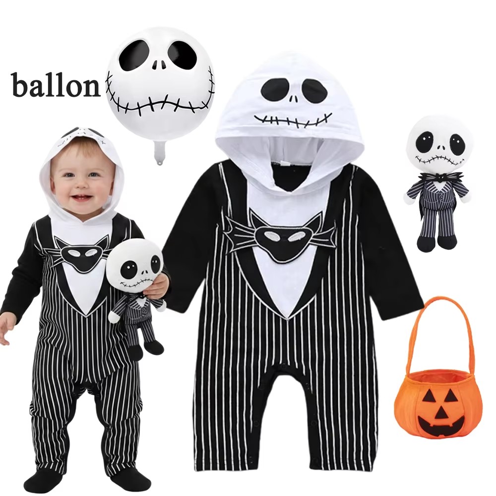 Baby Clothing Unisex - 赤ちゃん男の子フード付きロンパースハロウィンコスプレジャックホラーナイトメアジャンプスーツ衣装クリスマス子供カーニバルパーティー男の子服