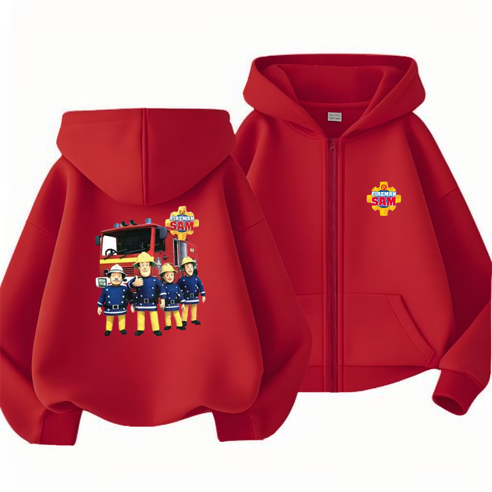 Baby Clothing Zipper - キッズ消防士サム男の子女の子年齢2-12歳ジップブラックピンクパーカートップスカジュアルスウェットシャツ男の子女の子レター秋トレンディアウター