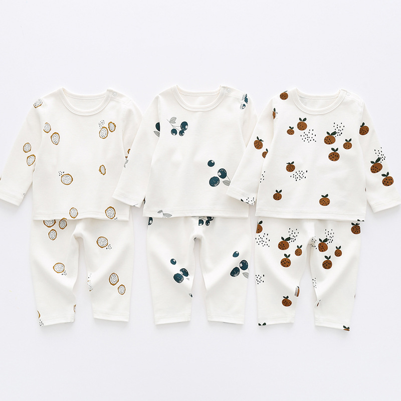 Baby Clothing Organic - 赤ちゃん用の綿の衣類セット,新生児用の長袖パジャマ,伸縮性のあるパンツ,2個