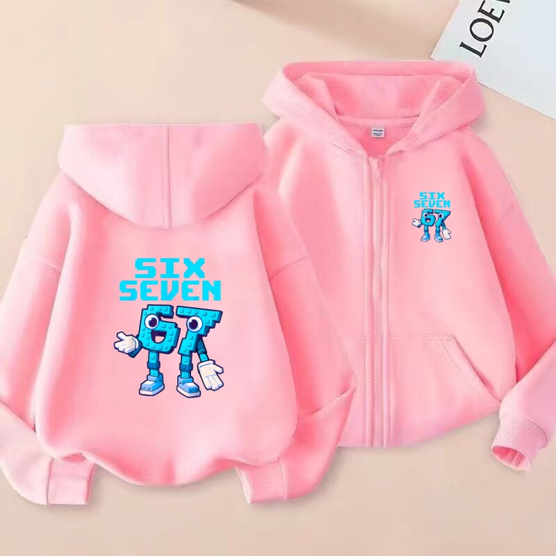 Baby Clothing Zipper - 67 売れ筋ピンクかわいいシックスセブンキッズ魅力的な服ジッパースタイルパーカーガールズボーイ 3-12Yrs レジャーファッションスウェットシャツコート