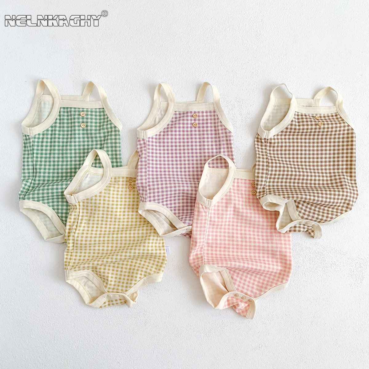 Baby Clothing Clearance - 女の赤ちゃんのためのノースリーブの市松模様の衣装,柔らかい綿のジャンプスーツ,カジュアル,男の子のための服