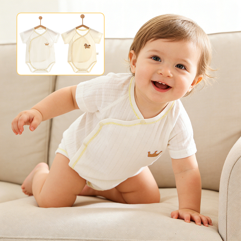 Baby Clothing Clearance - 女の赤ちゃん男の子服夏ジャンプスーツ新生児の純綿パジャマ半袖カジュアル三角服夏服