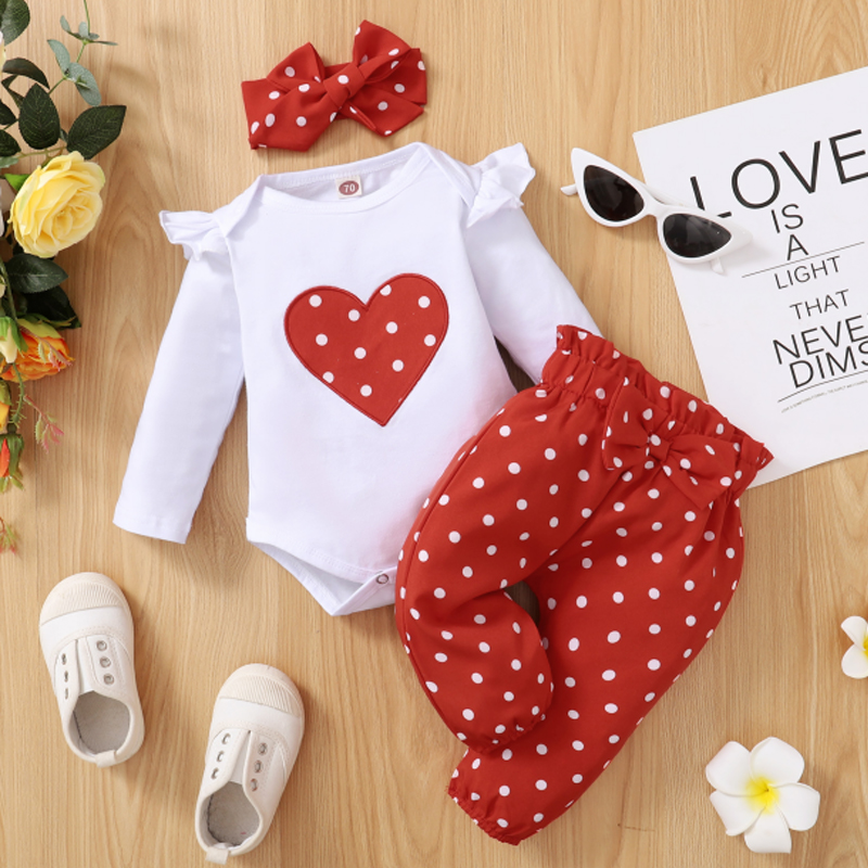 3 個新生児女の子服セットラブハート長袖ロンパース + パン - Baby Clothing Clearance のレビューと価格