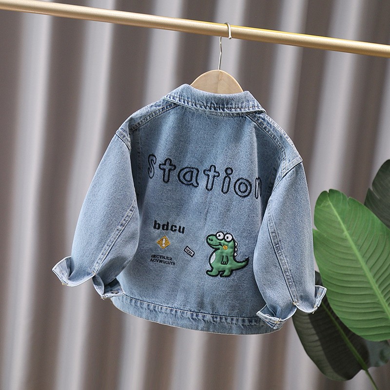 かわいいスタイルベビー子供デニムジャケット恐竜子供のための少 - Baby Clothing Unisex のレビューと価格