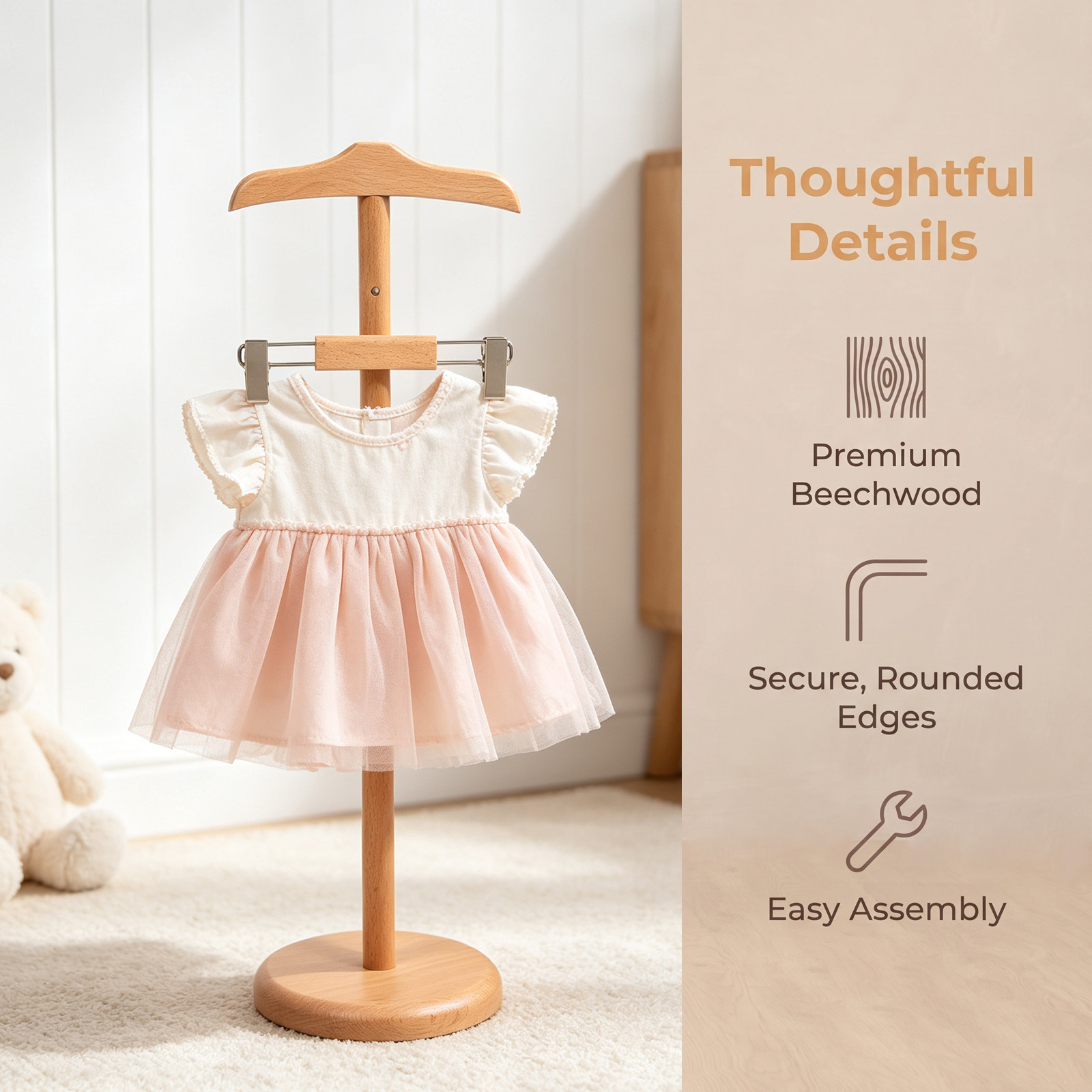 高さ調節可能なベビー服ディスプレイスタンド 木製キッズ衣類ラ - Baby Clothing Usa のレビューと価格