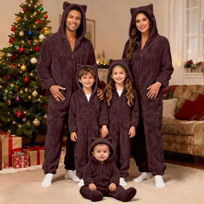 CORB フリースぬいぐるみ暖かいパジャマ家族女性男性子供ベ - Baby Clothing Zipper のレビューと価格