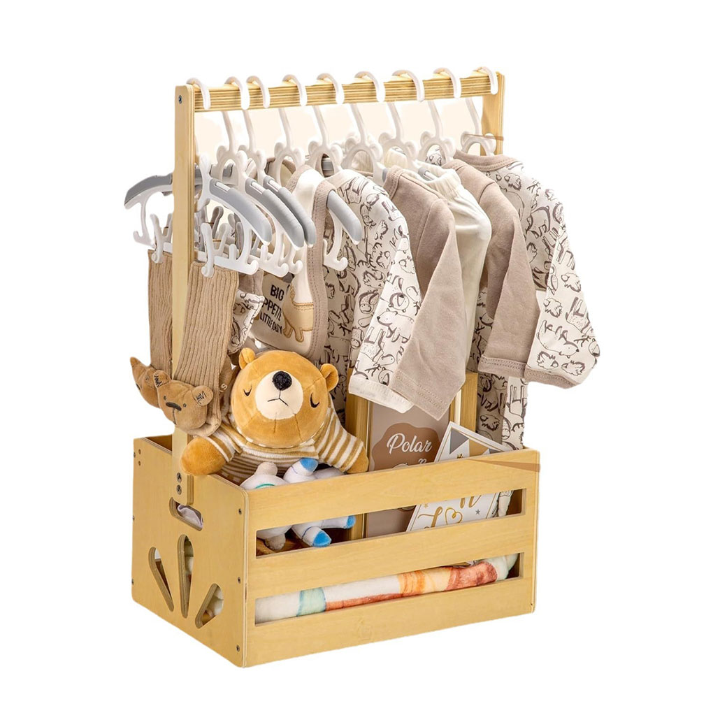 無垢材のハンドルが付いた大きな木製収納バスケット、ベビー用品 - Baby Clothing Types のレビューと価格